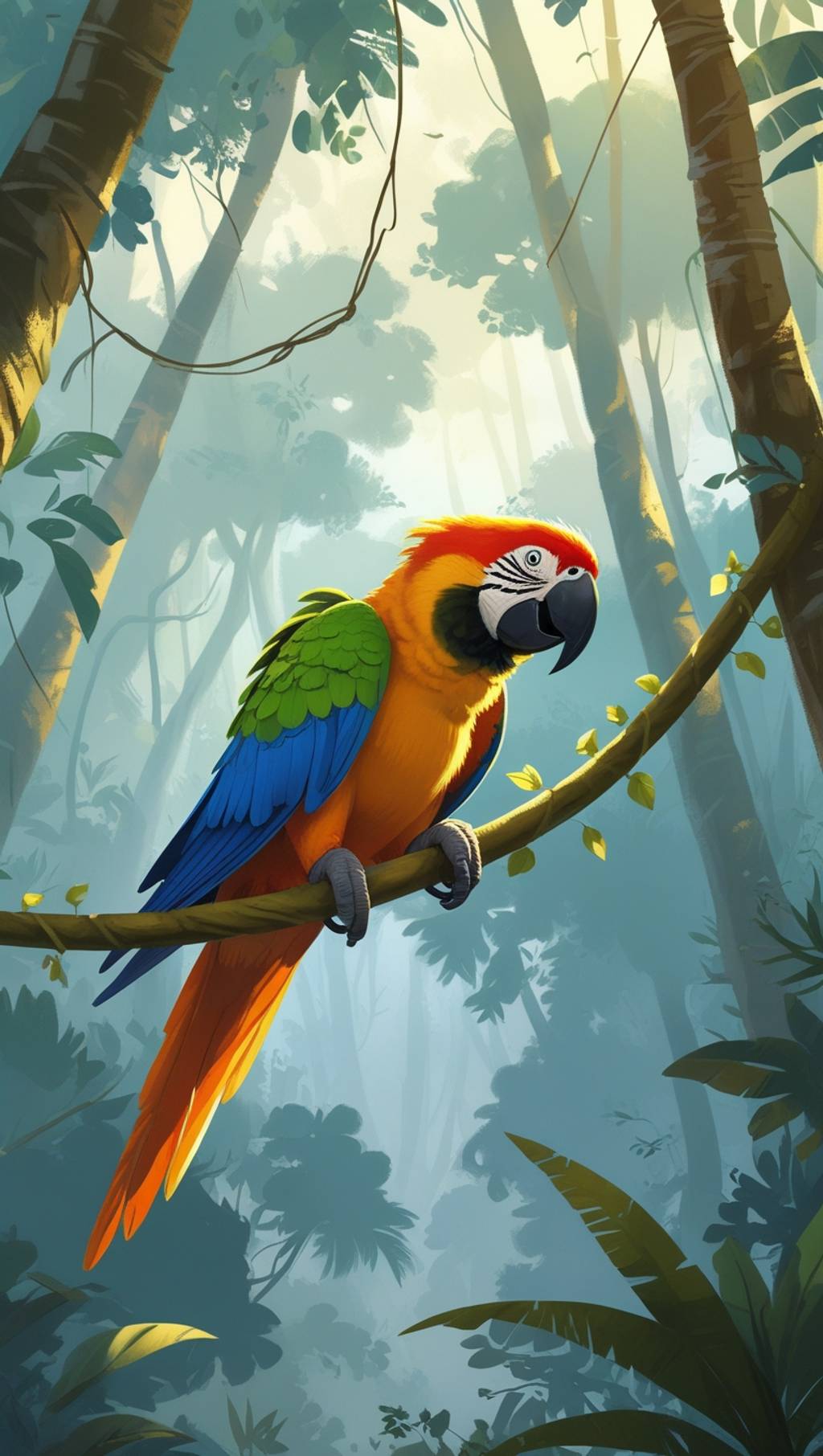 Pico, the colorful parrot, nervously hol...