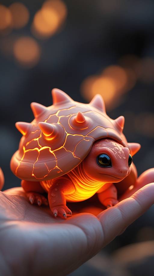 hyper realistik A tiny, warm-colored cre...