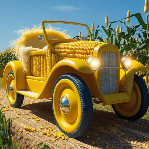 “A whimsical car built entirely from cor...