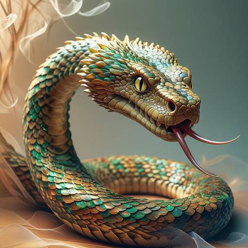 A majestic serpent, its scaly body a mes...