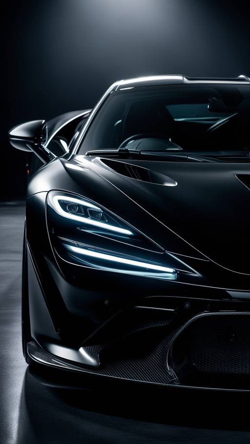 A dramatic close-up of a sleek black sup...