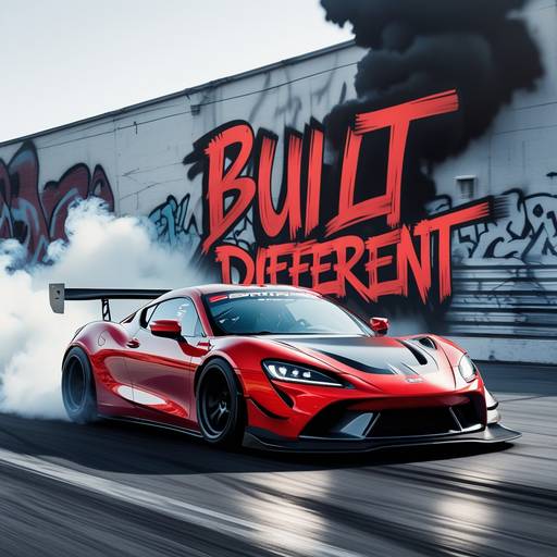 "A sleek, aggressive sports car drifting...