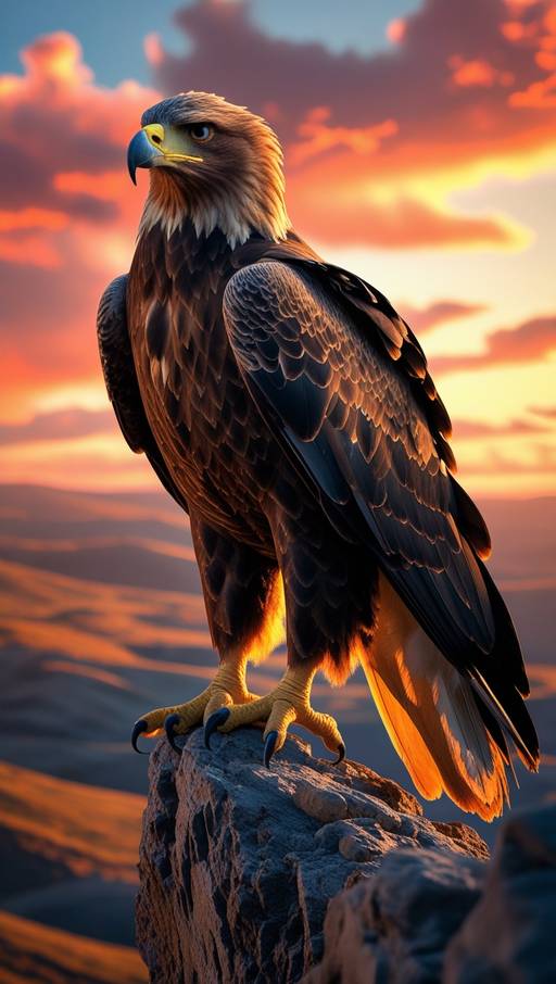 A regal eagle with sharp talons and pier...