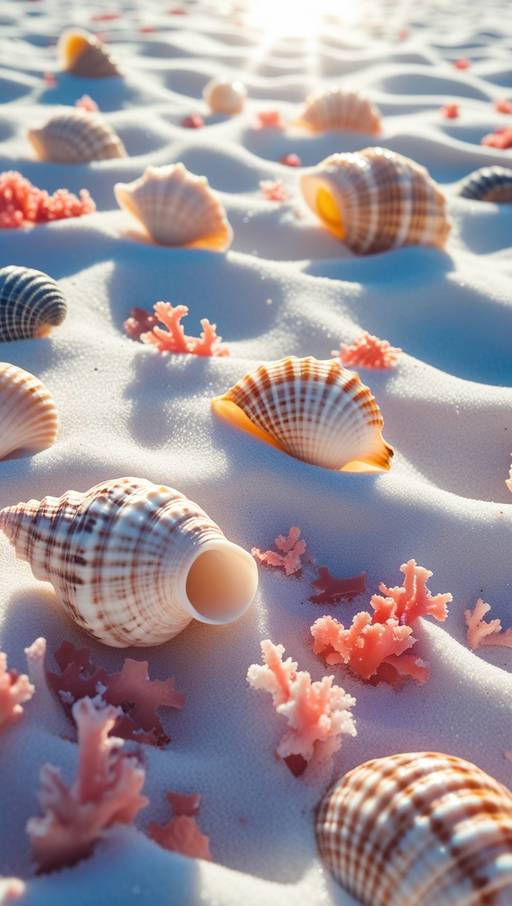 Vibrant, intricately patterned seashells...