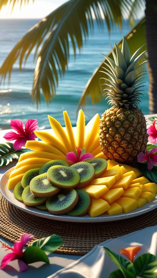 A beautifully arranged tropical fruit pl...