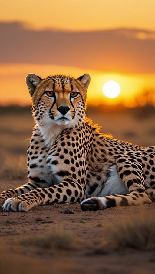 After the chase, the cheetah rests on th...