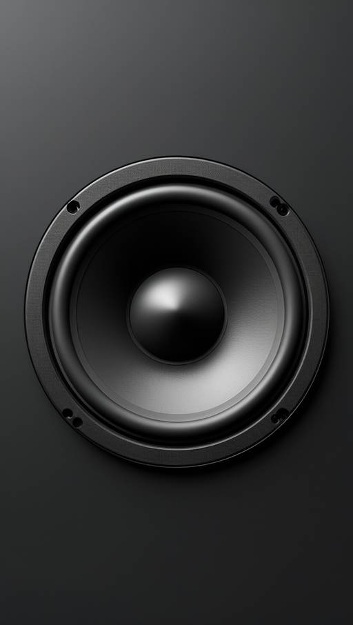 A closeup view of a circular black speak...