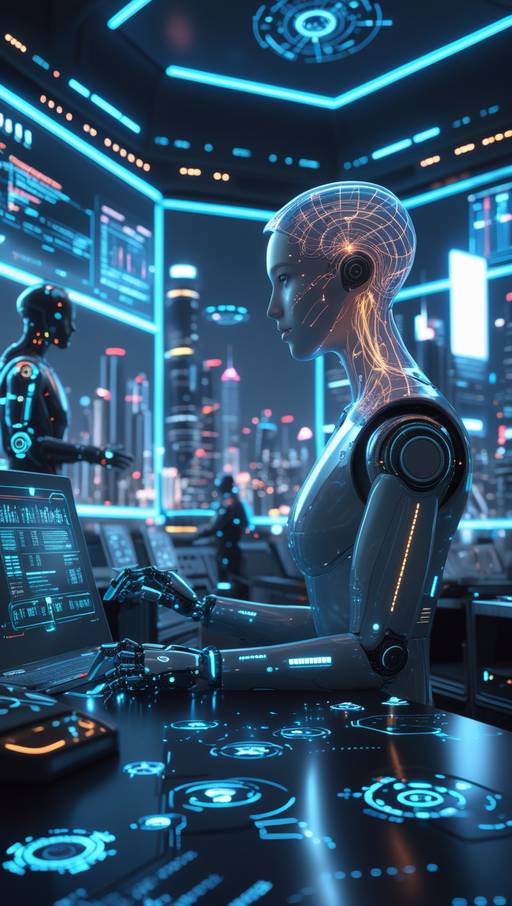A futuristic artificial intelligence con...