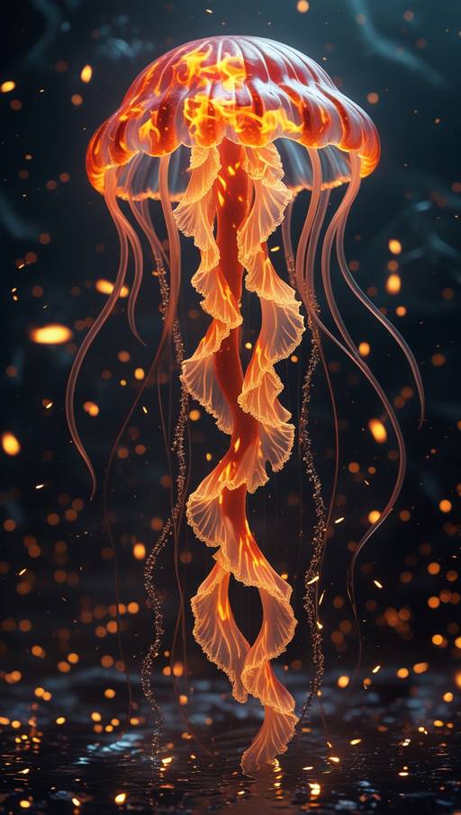A full-body fire-jellyfish hybrid, with ...